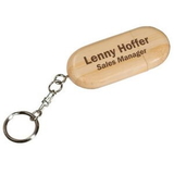Custom Eco-Friendly 2 Gb Bamboo USB Flash Drive Keychain with Rounded Casing (S), 2 3/8