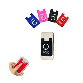 Custom 2 In 1 Silicone Cellphone Wallet With Metal Ring Phone Holder, 2.2" W x 3.4" H