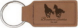 Custom Dark Brown Leatherette Rectangle Keychain, 2 3/4