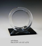 Custom Circle Award on Black Base. Optical Crystal Award Trophy., 5.75
