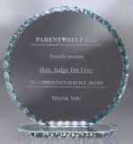 Custom Large Jade Glass Corona Award w/ Pearl Edge