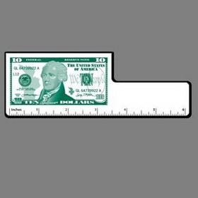 6" Ruler W/ Full Color 10 Dollar Bill (Face Up)