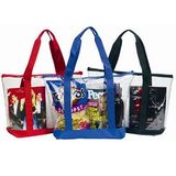 Custom Clear Zipper Tote Security Bag with Pocket, 12