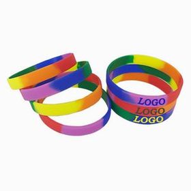 Custom Rainbow Silicone Bracelet, 8" L x 1/2" W