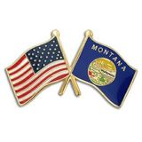 Blank Montana & Usa Crossed Flag Pin, 1 1/8