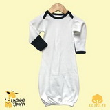 Custom The Laughing Giraffe Baby Ringer Sleeper Gown w/Black FOLD OVER Mittens