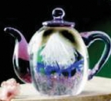 Custom Hand Blown Glass Tea Pot (4