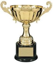 Custom Gold Plated Aluminum Cup Trophy w/ Plastic Base (7 3/8")