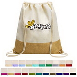 Custom Two-Tone Cotton/ Burlap Drawstring Bag (14.5'' x 16'')