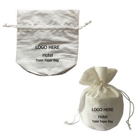 Custom Luxury Hotel Toilet Paper Bags / Drawstring Bags, 3" W x 3" H