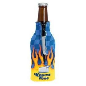 Zipper Bottle Coolie Cover with Blank Bottle Opener (4 Color Process)