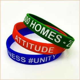 Custom Debossed Color Filled Wristband, 9" L x 1/2" W