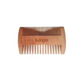 Custom Walnut Wood Double-sided Beared Comb, 3.94" L x 2.17" W