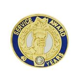Blank Service Award Lapel Pin (40 Years of Service w/Swarovski Crystal), 3/4