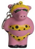 Custom Cool Pig Squeezies Stress Reliever Keyring