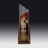 Custom Oceania Red Art Glass Award & American Walnut Stand, 22