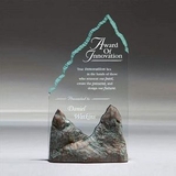 Custom Pyrenees Jade Acrylic Award w/ Stonecast Base (10 1/2