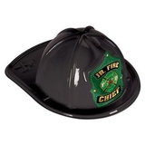 Custom Black Plastic Jr Fire Chief Hats (CLEARANCE)