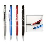 Custom Sleek anodize color aluminum ballpoint pen with capacitive stylus., 5 7/16