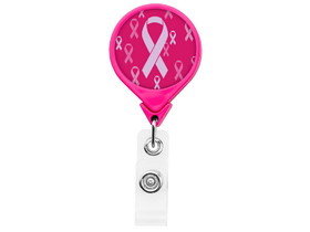 Custom Pink Ribbon Jumbo Retractable Badge Reel