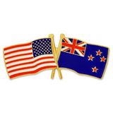 Blank Usa & New Zealand Flag Pin, 1 1/8