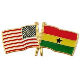 Blank Usa & Ghana Flag Pin, 1 1/8" W X 1/2" H