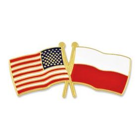 Blank Usa & Poland Flag Pin, 1 1/8" W X 1/2" H