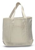 Natural Canvas Tote Bag w/ Interior Zipper Pocket - Blank (22