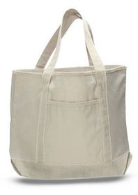 Natural Canvas Tote Bag w/ Interior Zipper Pocket - Blank (22"x16"x6")