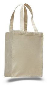 Natural Canvas Tote Bag w/ 25" Self Handle - Blank (10.5"x14"x5")