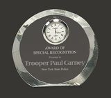 Custom Perfect Timing Crystal Clock Award, 4 1/2
