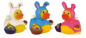 Custom Rubber Easter Bunny Duck Toy, 3 3/8" L x 3 3/8" W x 3 3/4" H