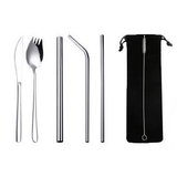 Custom Stainless Steel Straw/Silverware Fork Spoon Straw Kit, 9