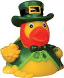 Custom Rubber Lucky Leprechaun Duck, 3 1/4" L x 3 1/4" W x 3 1/2" H