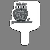 Custom Hand Held Fan W/ Perched Owl (Cartoon), 7 1/2