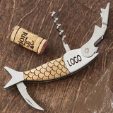 Custom Stainless Steel Fish Double Hinged Corkscrew, 4.75