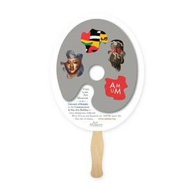 Custom Oval Shape Full Color Single Paper Hand Fan, 8" L x 8" W