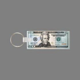 Key Ring & Full Color Punch Tag - 20 Dollar Bill (Face Up)