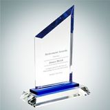 Custom Blue Sail Optical Crystal Award Plaque, 9 1/2