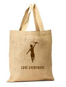 Custom Eco Green Jute / Burlap Two-Tone Shopping Bag w/Cotton Handles