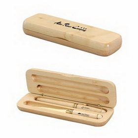 Custom Maplewood Case w/Pen & Letter Opener Gift Set, 6.75" L x 2" W