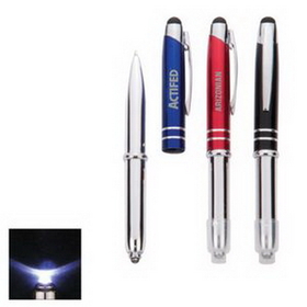 Custom Stylus Ballpoint Pen, The Kraken 3 in 1 Stylus, Pen & LED Flashlight, 4.5" L x 5/8" W