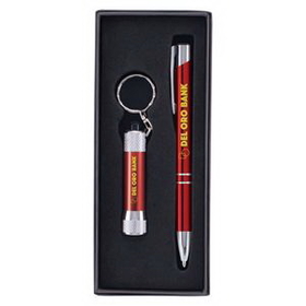 Custom Tres-Chic & Chroma - ColorJet - Full Color Metal Pen & Flashlight Gift Set, 7" L x 2.8" W