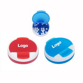 Custom 4 Compartments Round Pill Case Container Medical Travel Organizer Pill Box, 2 1/2" L x 2 1/2" W x 4/5" H