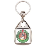 Custom Metal Key Tag, Oval Shape with Square Printed Image on 2 Sides, 1.25