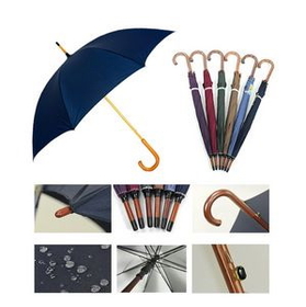 Custom 48" Wood Hook Handle Auto Open Umbrella