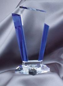 Custom Blue/ Clear Glass Award (4.75"x8.25")