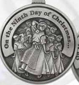 Custom Twelve Days Of Christmas Mini Ornament (Day 9 - Nine Ladies Dancing), 1.875" Diameter