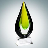 Custom Art Glass Goldfinch Award with Clear Base (S), 12
