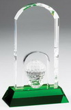 Custom Optic Crystal Golf Arch of Fame Award with crystal golf ball and green pedestal base - 7